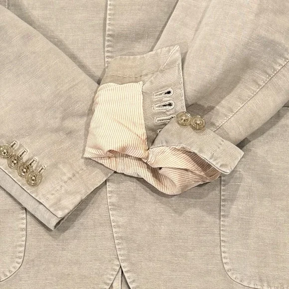 Montedoro Chinolino Lt Brown Linen Cotton Blazer Men's 44R Unstructured 3 Button - Picture 6 of 10